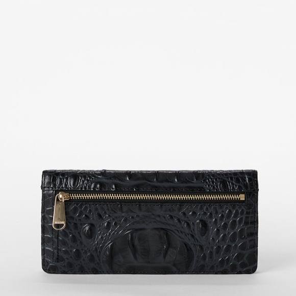 BRAHMIN Ady Slim Wallet Croc Embossed Continental Leather Black Melbourne $145 - Picture 11 of 13